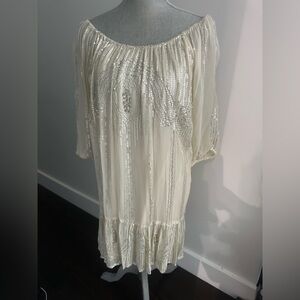 Anthropologie Elegant Cream Sequin Dress